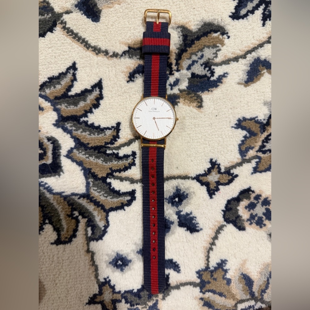 Daniel Wellington Classic Watch with Red and Blue Strap